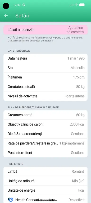 Butonul Post intermitent din pagina Setări